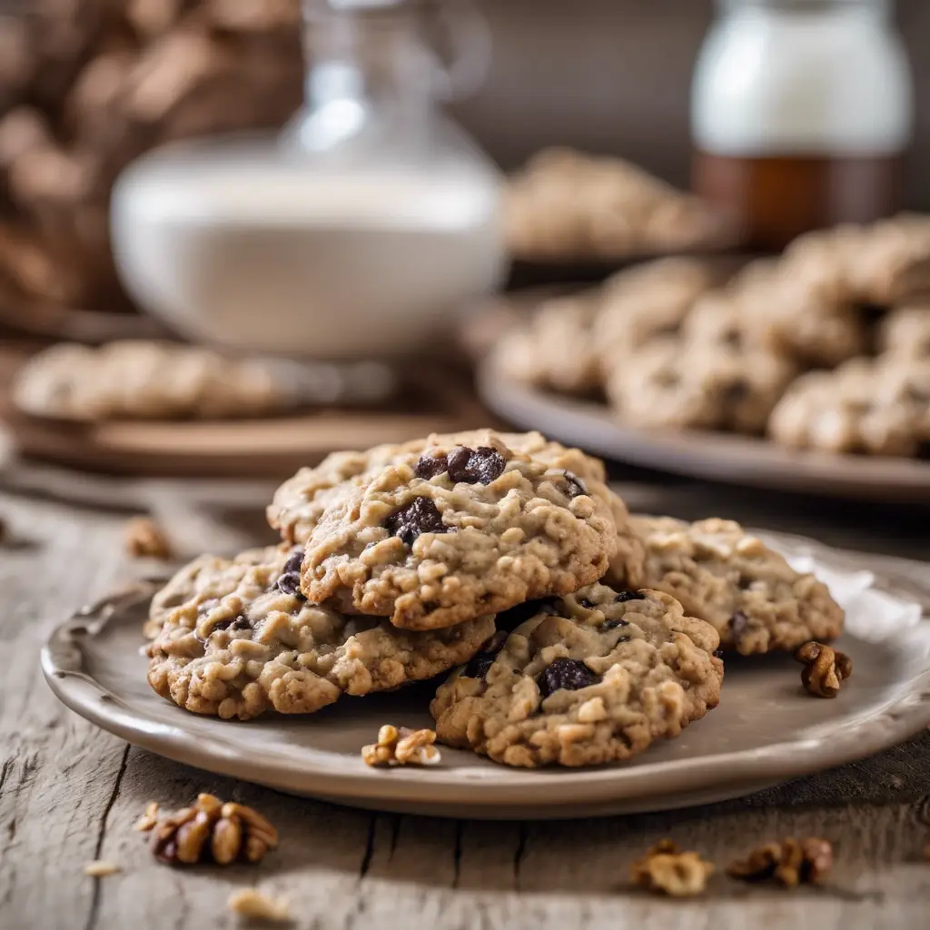 A plate full of Oatmeal Raisin Cookies